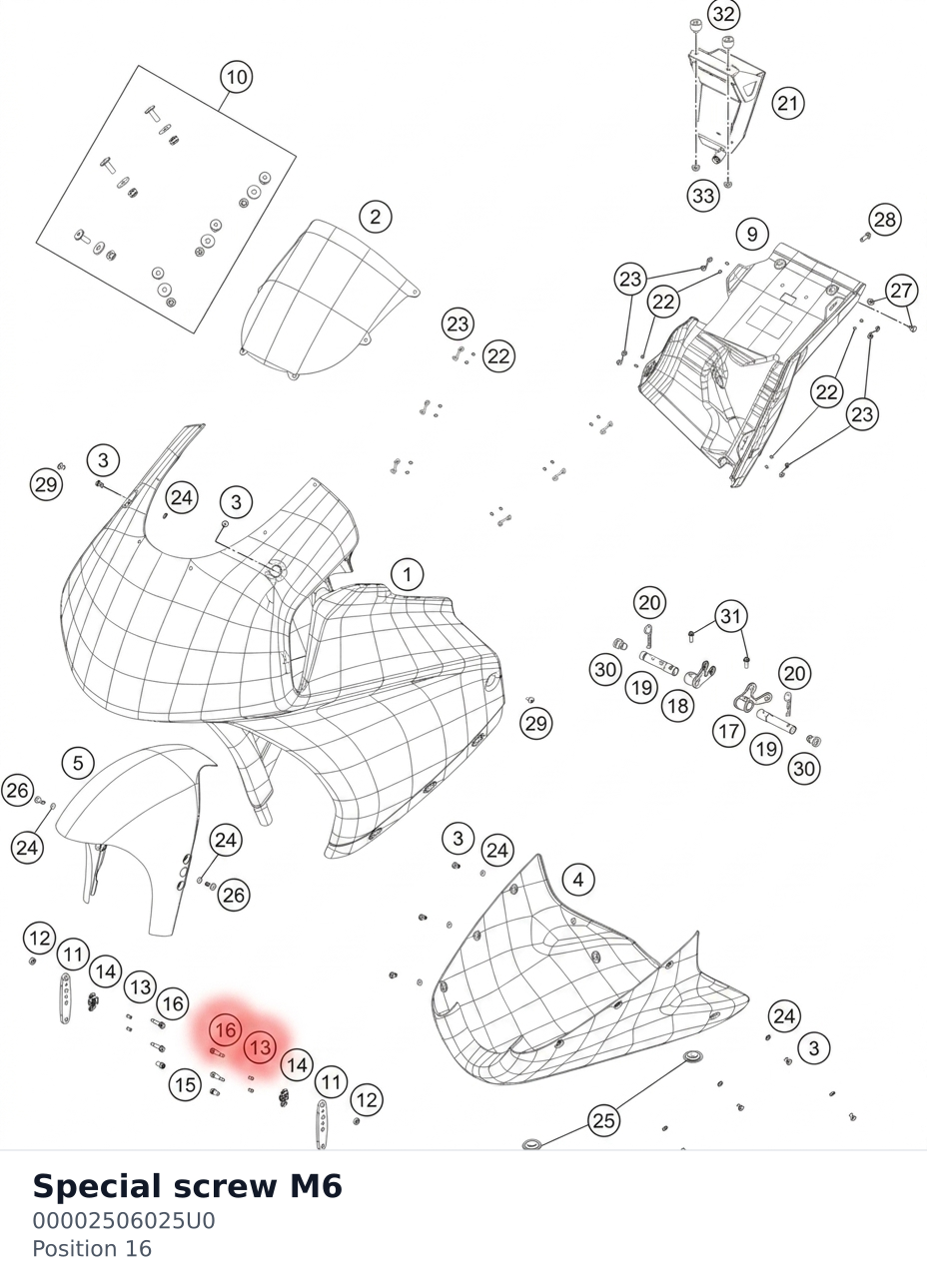 Diagram preview: Special screw M6 (00002506025U0)