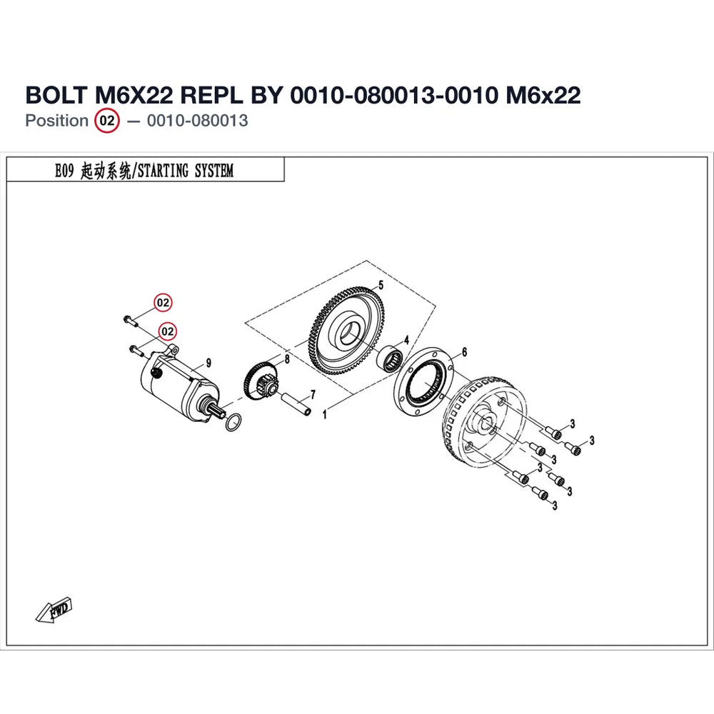 BOLT M6X22 REPL BY 0010-080013-0010 product image