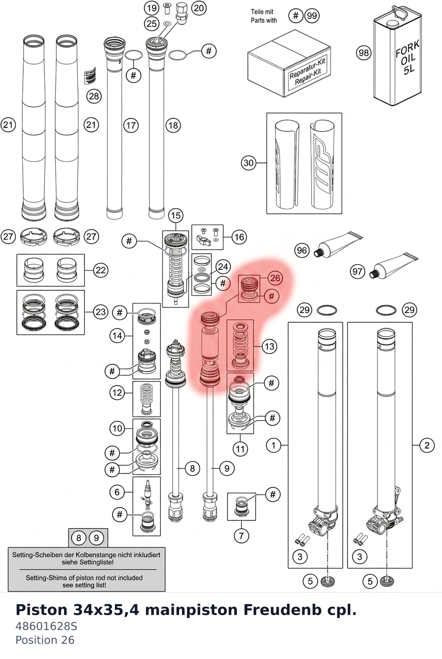 Diagram preview: Piston 34x35,4 mainpiston Freudenb cpl. (48601628S)