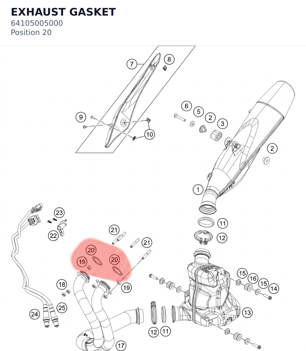 Diagram preview: EXHAUST GASKET (64105005000)