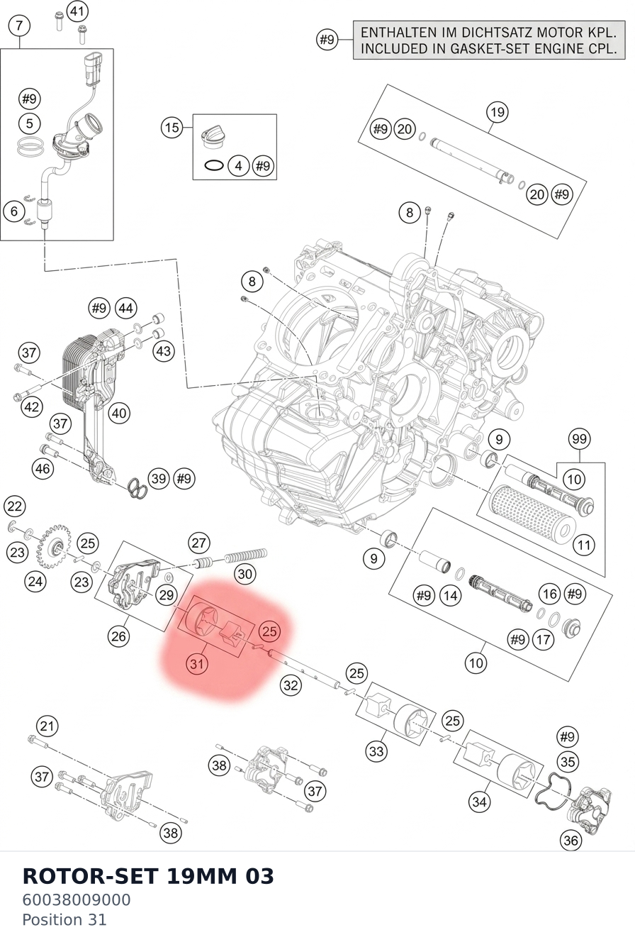 Diagram preview: ROTOR-SET 19MM 03 (60038009000)