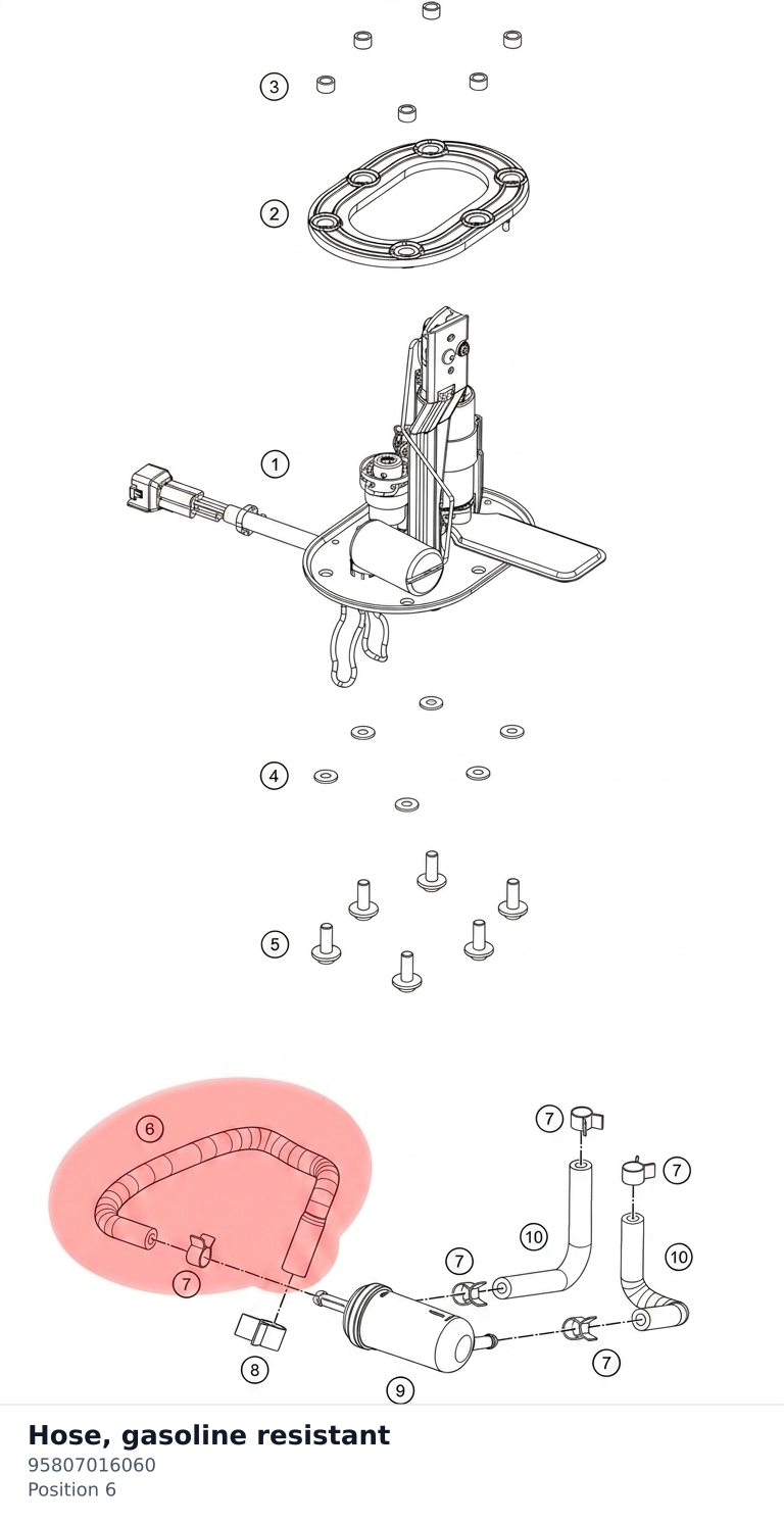 Diagram preview: Hose, gasoline resistant (95807016060)