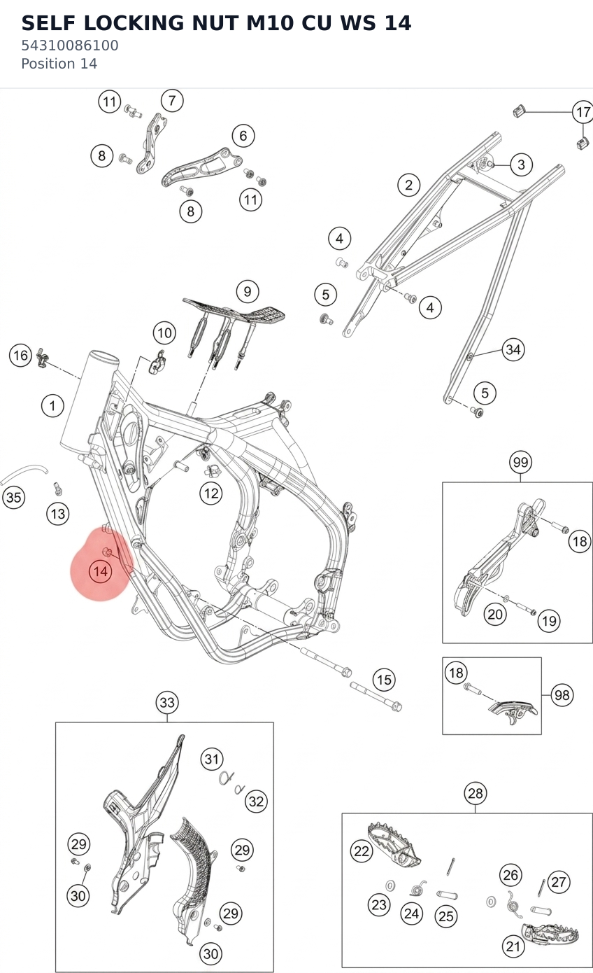 Diagram preview: SELF LOCKING NUT M10 CU WS 14 (54310086100)