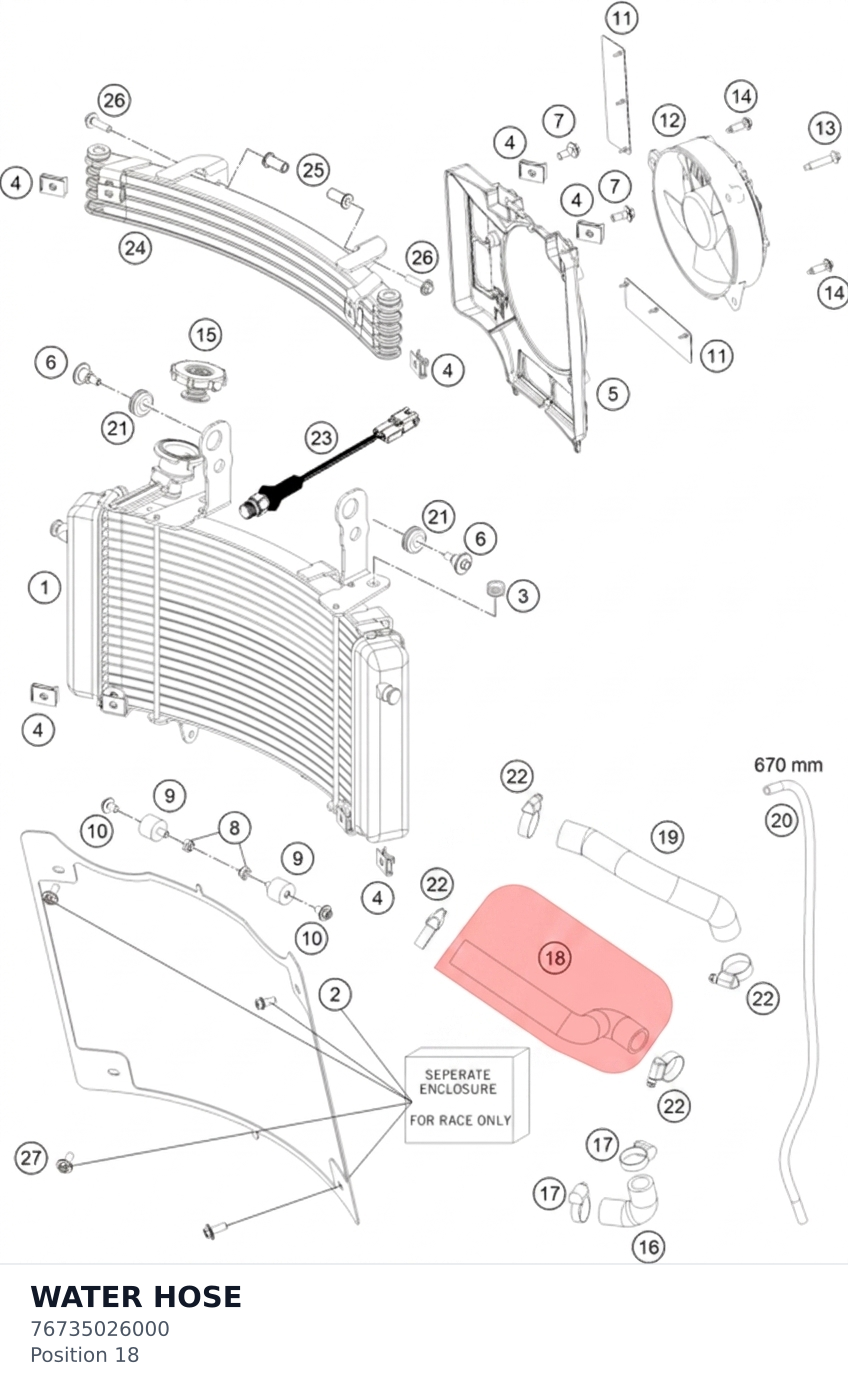 Diagram preview: WATER HOSE (76735026000)
