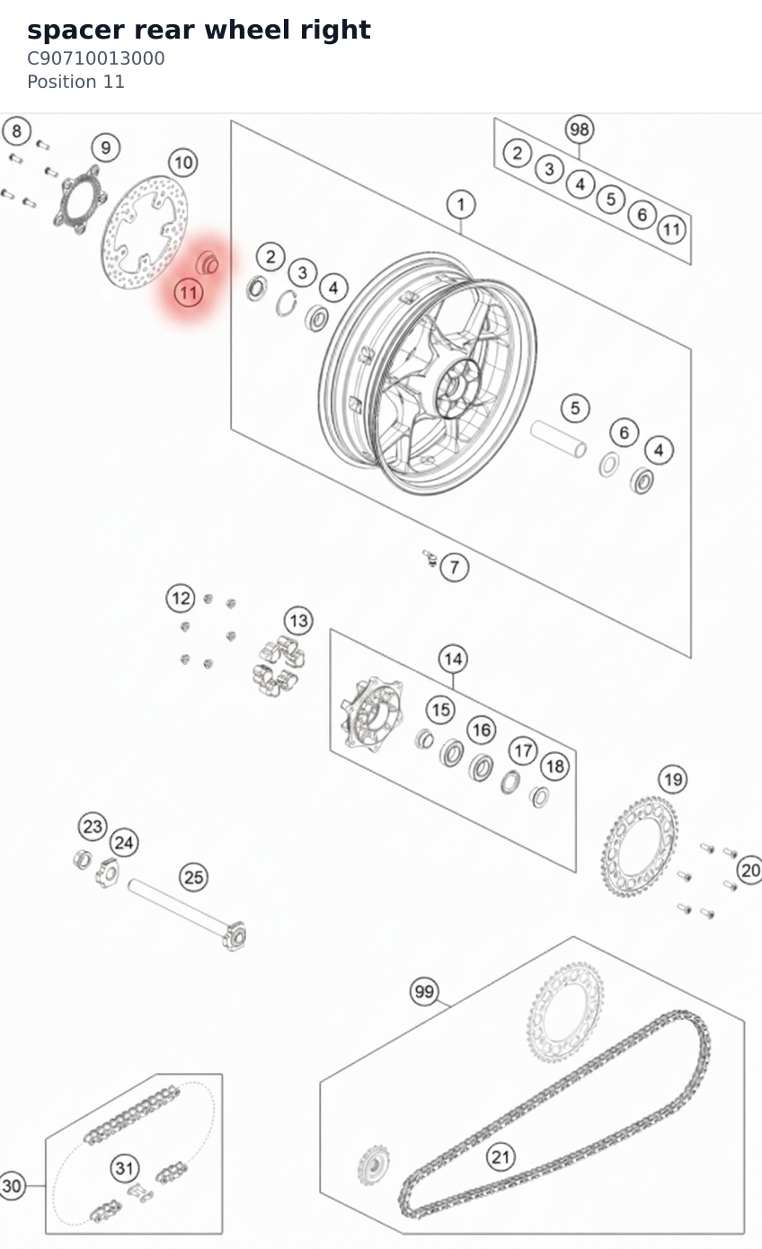 Diagram preview: spacer rear wheel right (C90710013000)