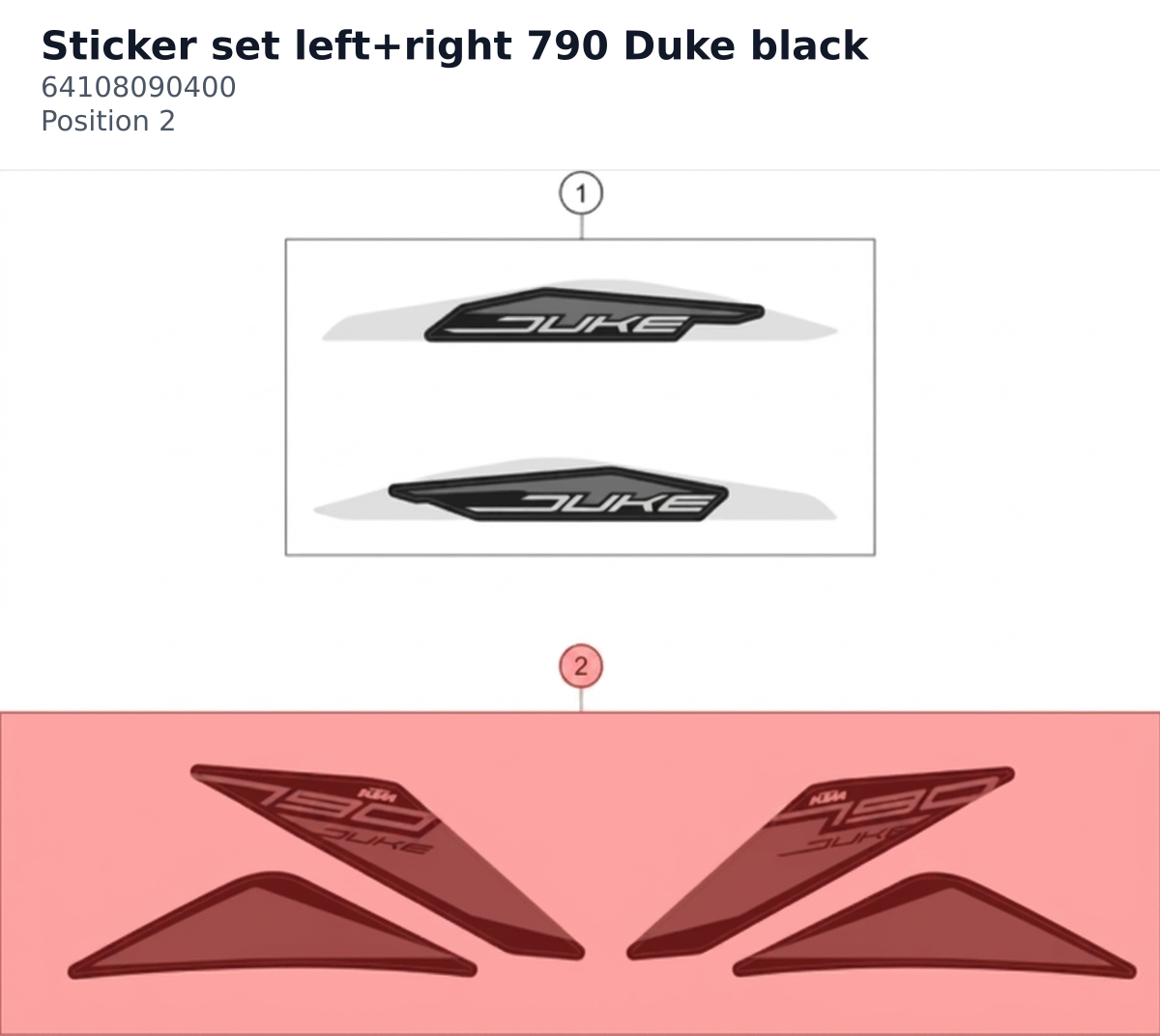 Diagram preview: Sticker set left+right 790 Duke black (64108090400)