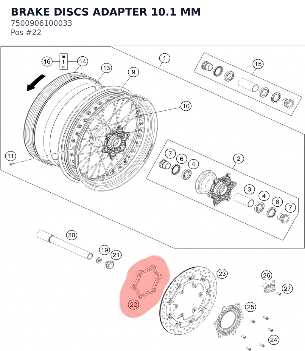 Diagram preview: BRAKE DISCS ADAPTER 10.1 MM (7500906100033)