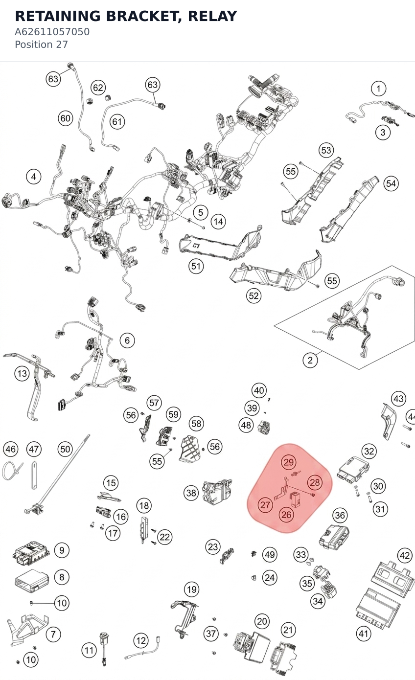 Diagram preview: RETAINING BRACKET, RELAY (A62611057050)