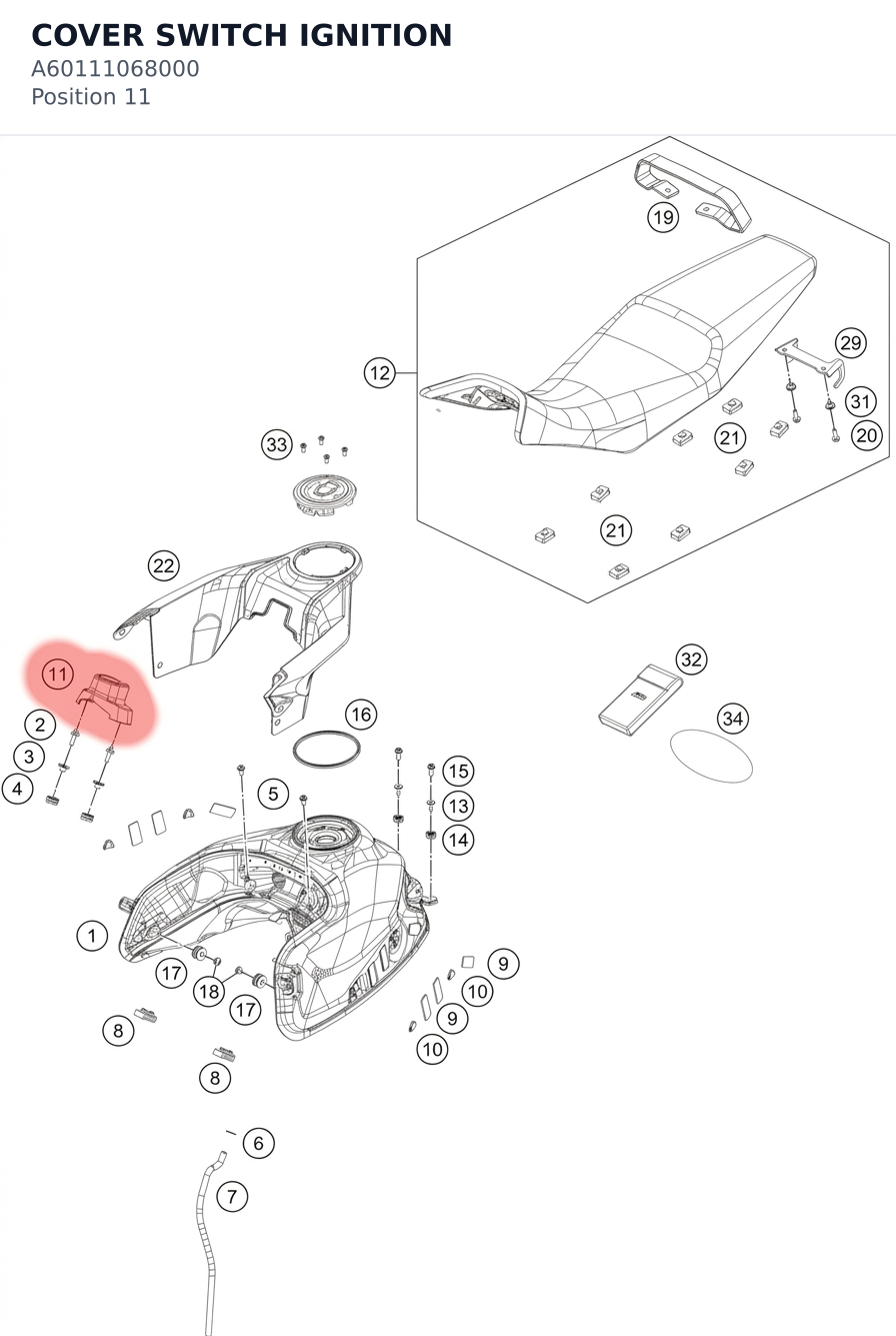 Diagram preview: COVER SWITCH IGNITION (A60111068000)