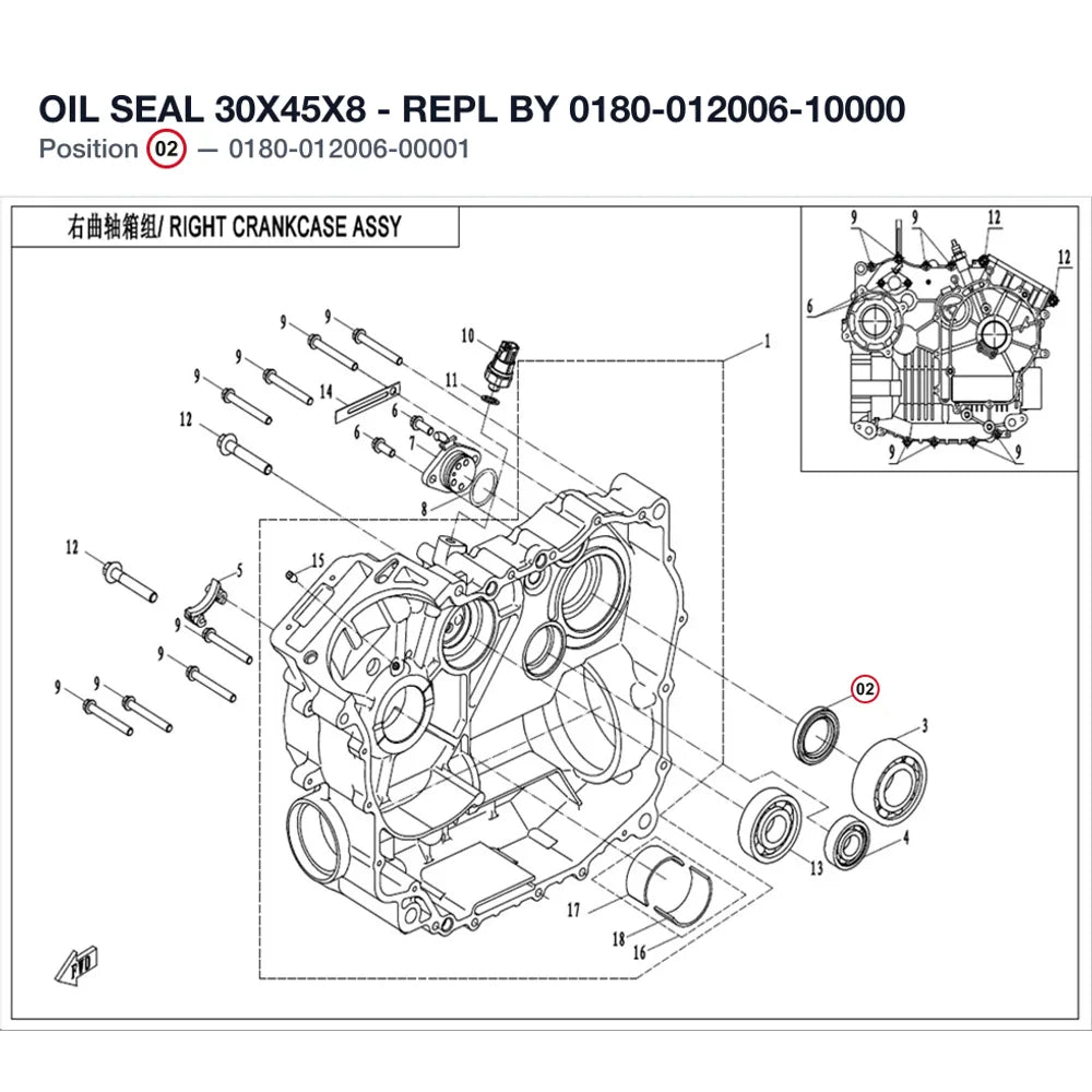 OIL SEAL 30X45X8 - REPL BY 0180-012006-10000 product image