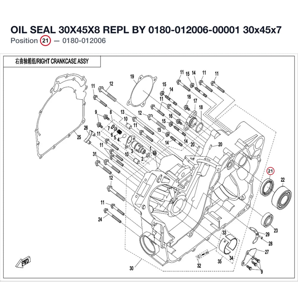 OIL SEAL 30X45X8 REPL BY 0180-012006-00001 product image