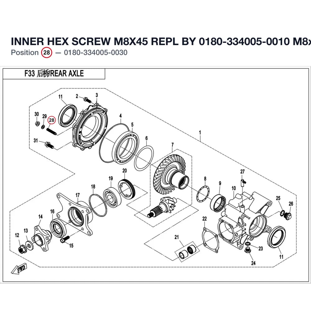 INNER HEX SCREW M8X45 REPL BY 0180-334005-0010 product image