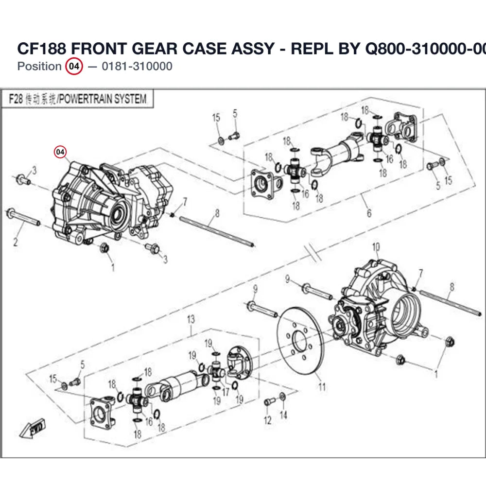 CF188 FRONT GEAR CASE ASSY - REPL BY Q800-310000-00001 product image