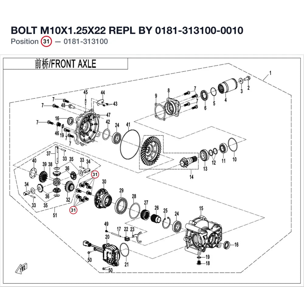 BOLT M10X1.25X22 REPL BY 0181-313100-0010 product image