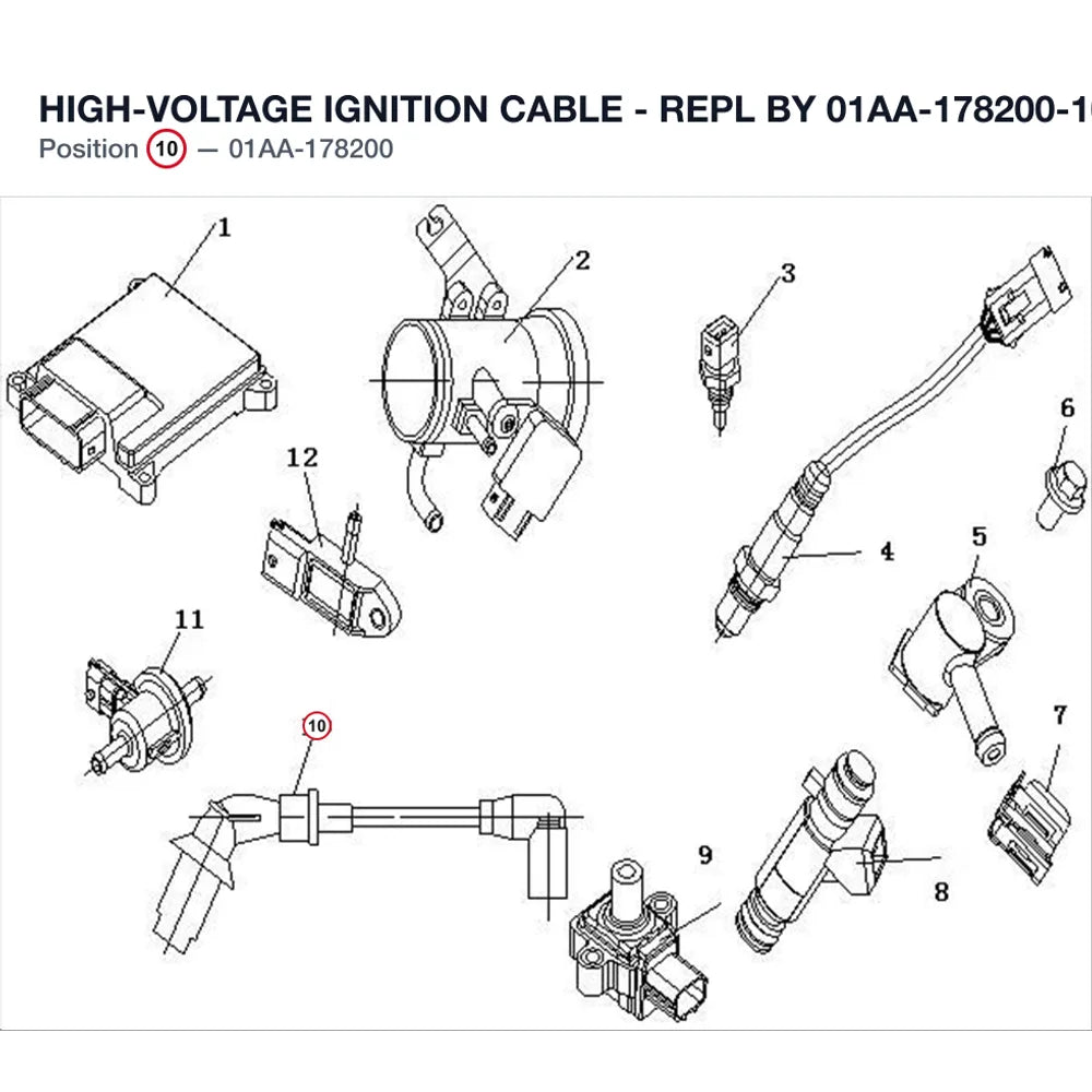 HIGH-VOLTAGE IGNITION CABLE - REPL BY 01AA-178200-10000 product image