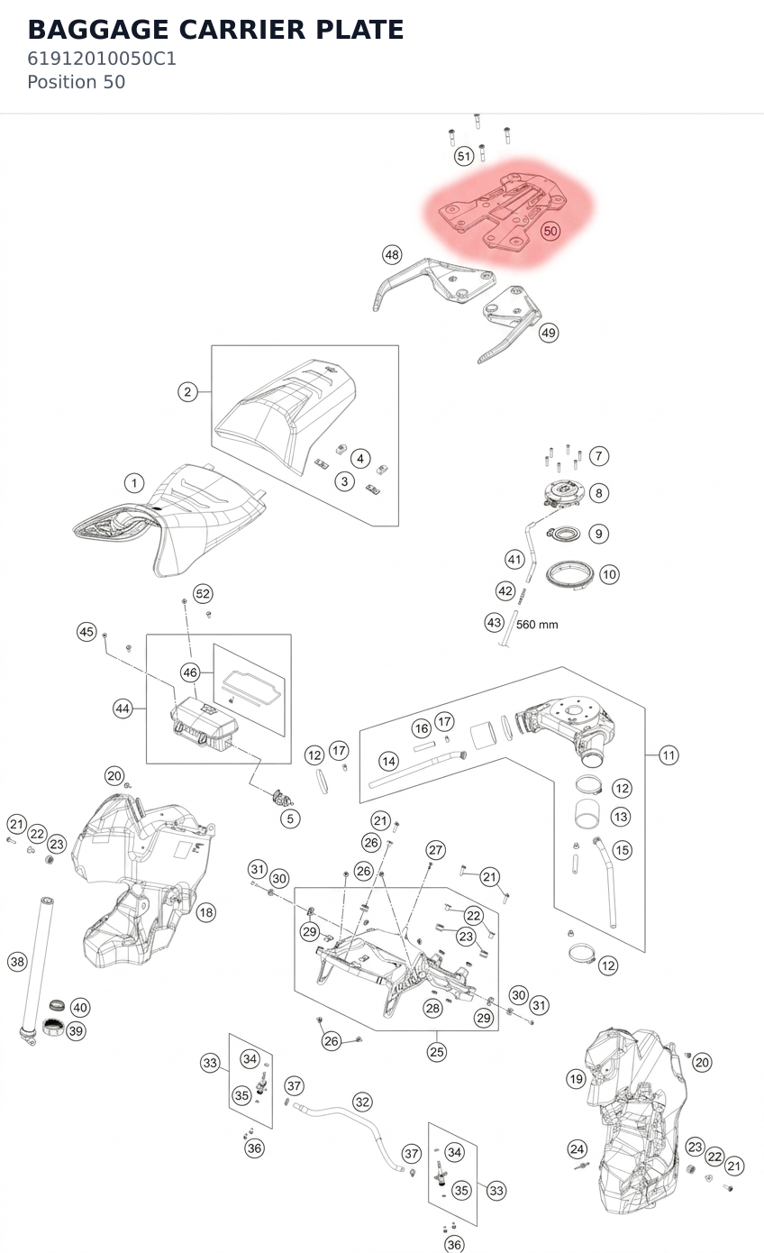 Diagram preview: BAGGAGE CARRIER PLATE (61912010050C1)