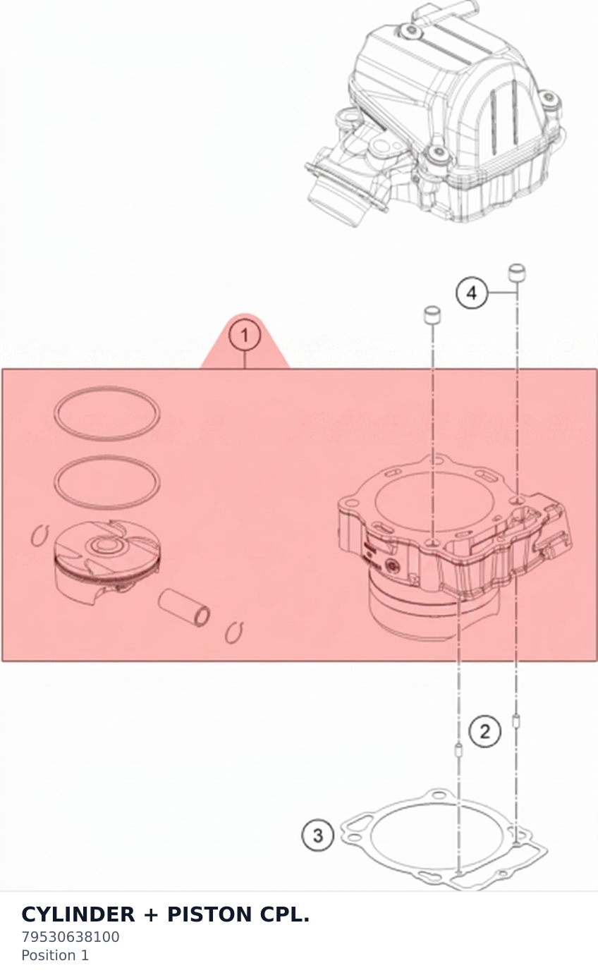 Diagram preview: CYLINDER + PISTON CPL. (79530638100)