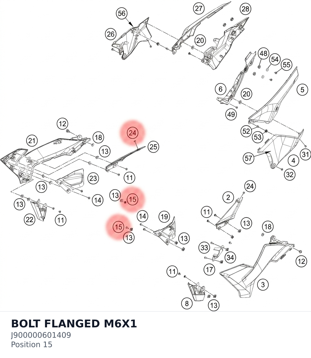 Diagram preview: BOLT FLANGED M6X1 (J900000601409)