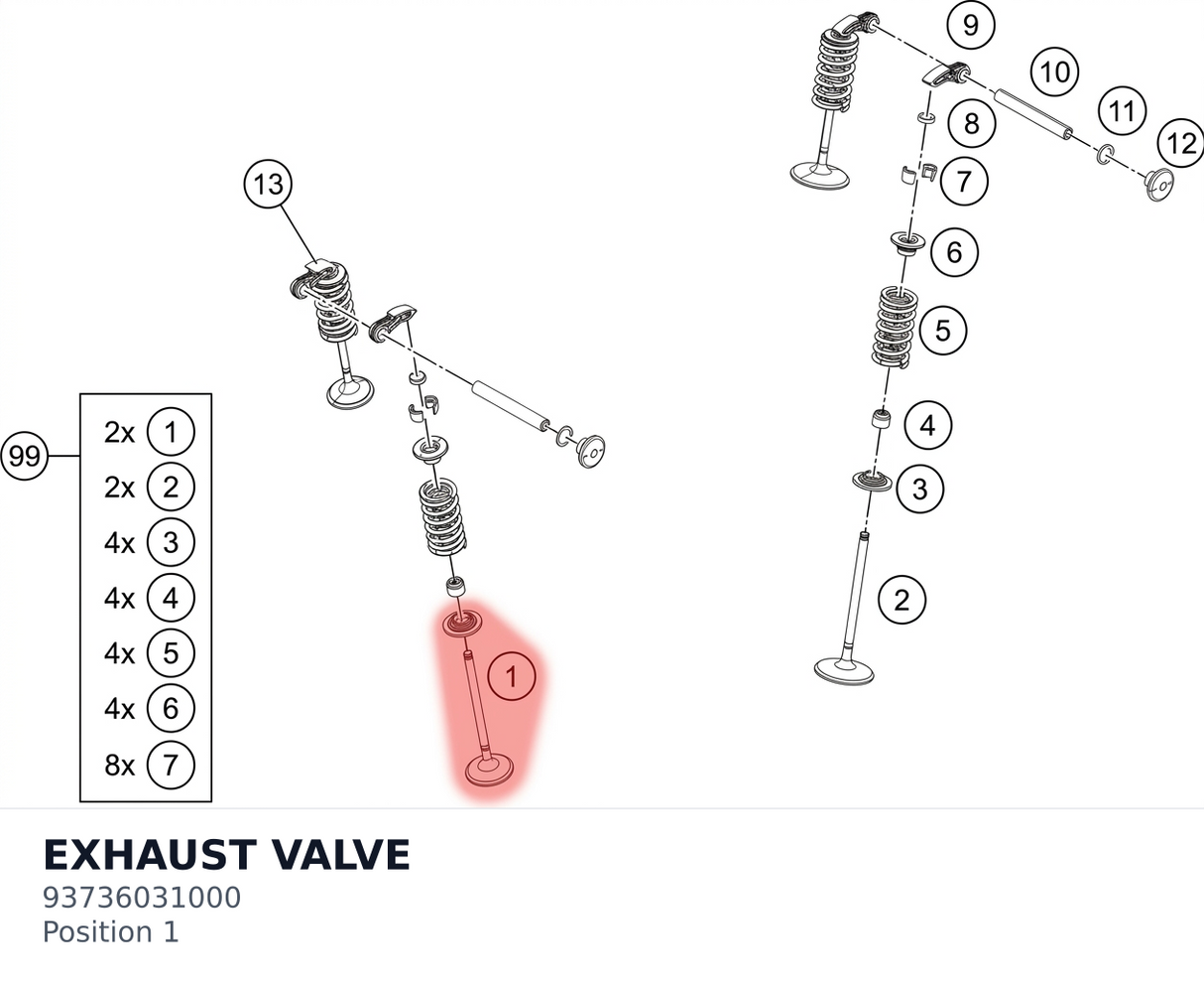 Diagram preview: EXHAUST VALVE (93736031000)