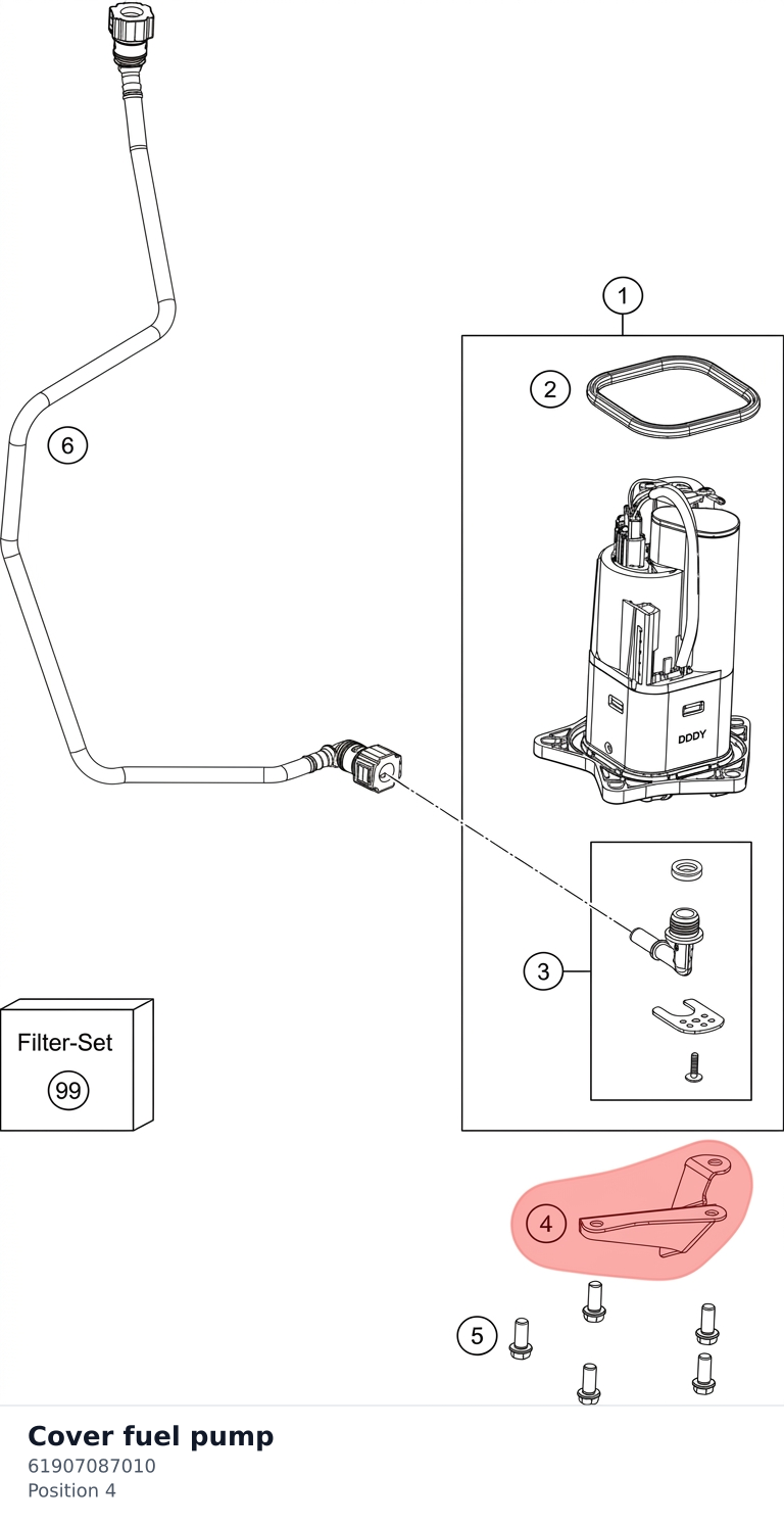 Diagram preview: Cover fuel pump (61907087010)