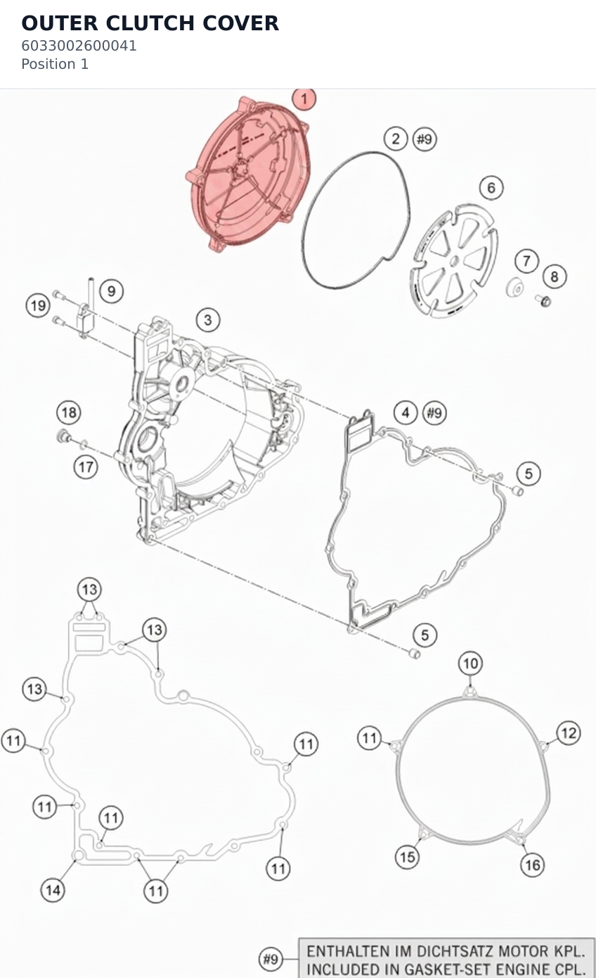 Diagram preview: OUTER CLUTCH COVER (6033002600041)