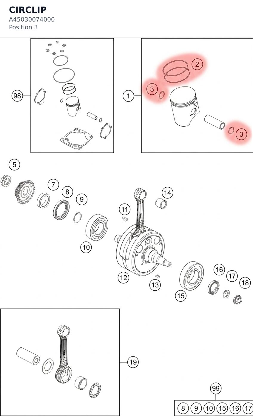 Diagram preview: CIRCLIP (A45030074000)