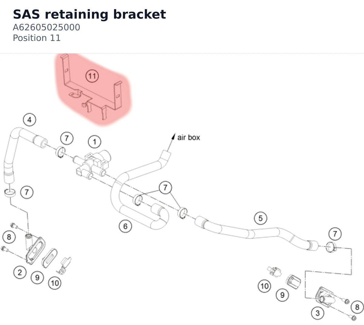 Diagram preview: SAS retaining bracket (A62605025000)