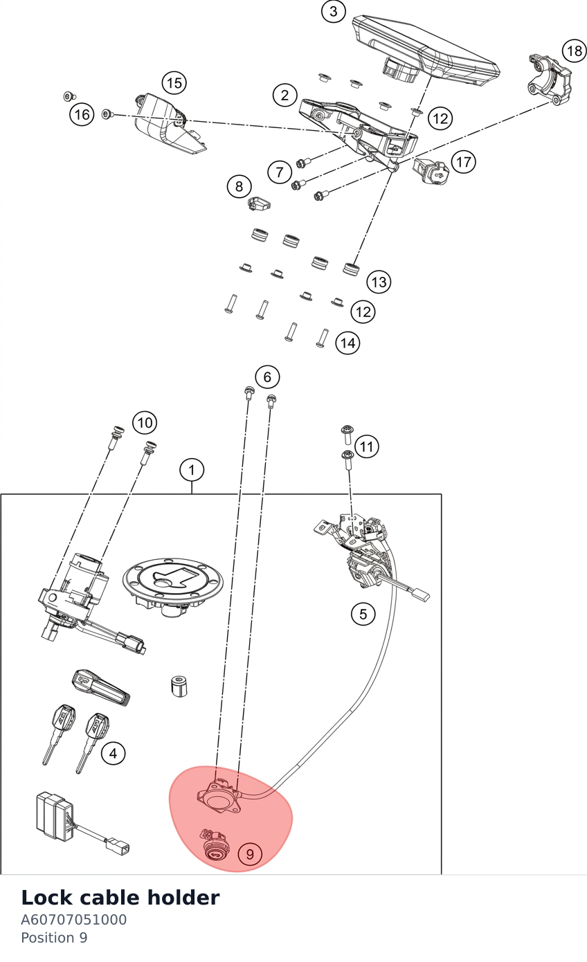 Diagram preview: Lock cable holder (A60707051000)