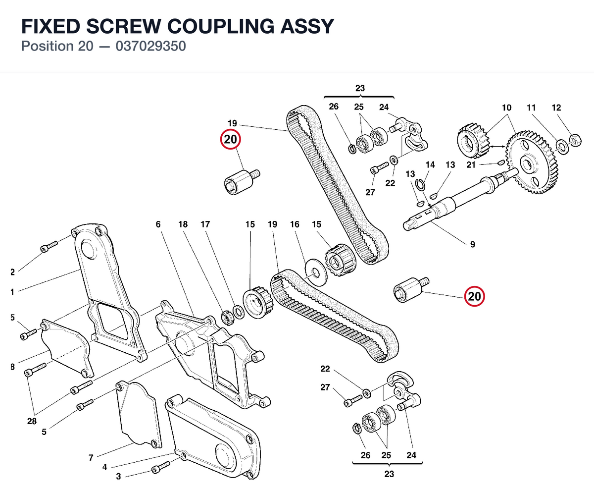 FIXED SCREW COUPLING ASSY 037029350 diagram position