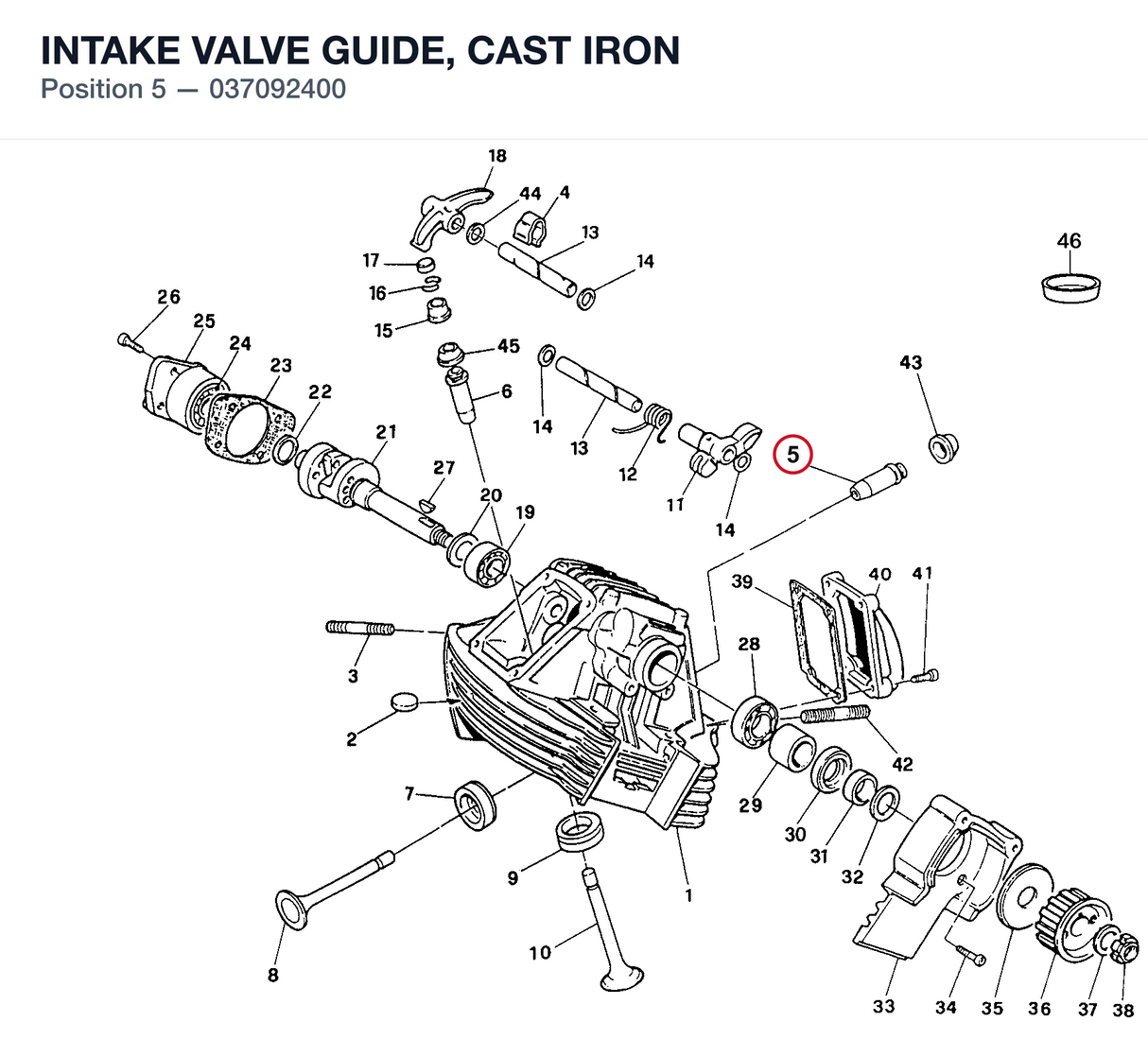 INTAKE VALVE GUIDE, CAST IRON