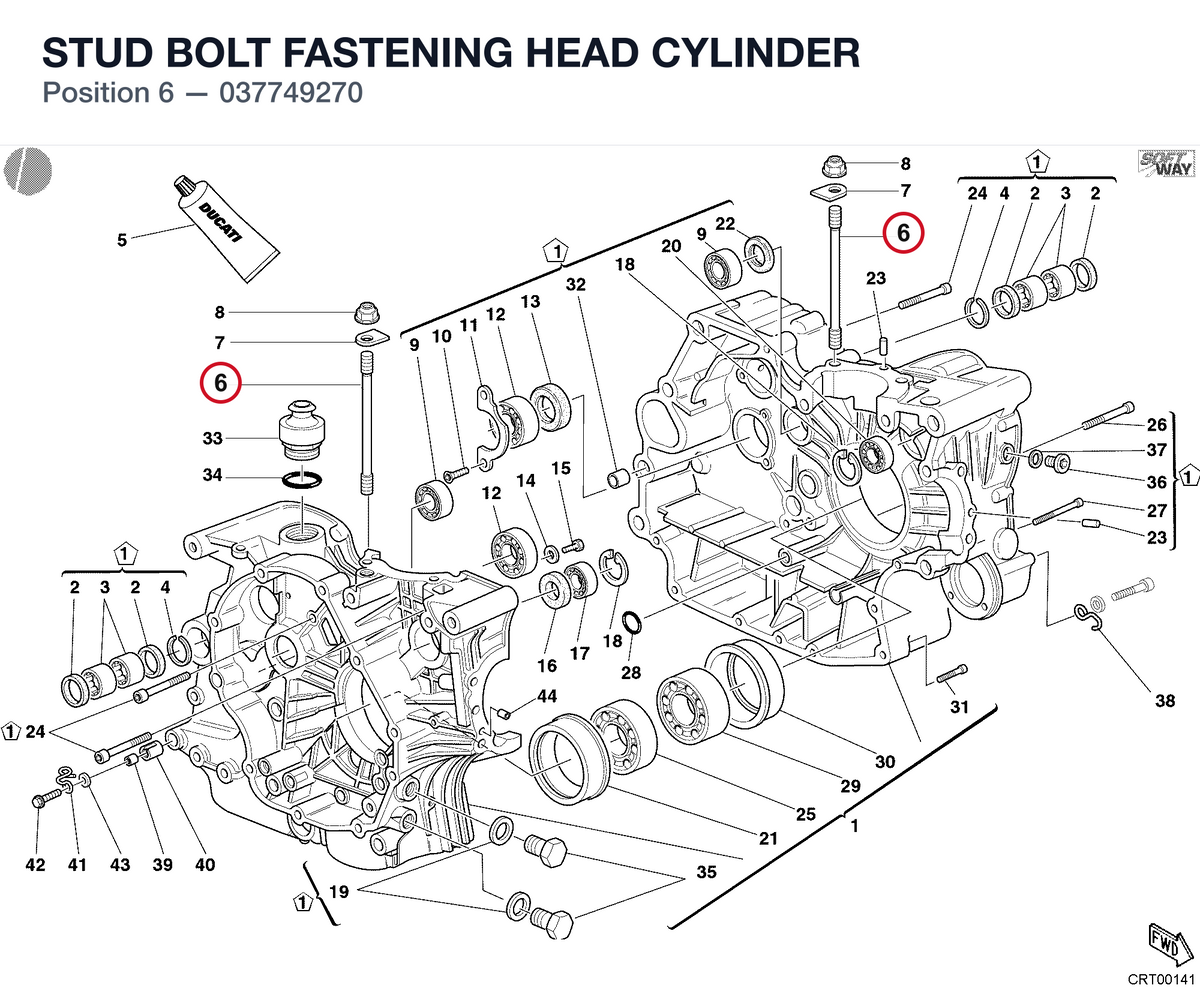 STUD BOLT FASTENING HEAD CYLINDER 037749270 diagram position