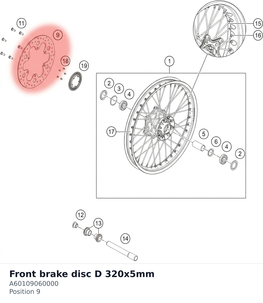 Diagram preview: Front brake disc D 320x5mm (A60109060000)