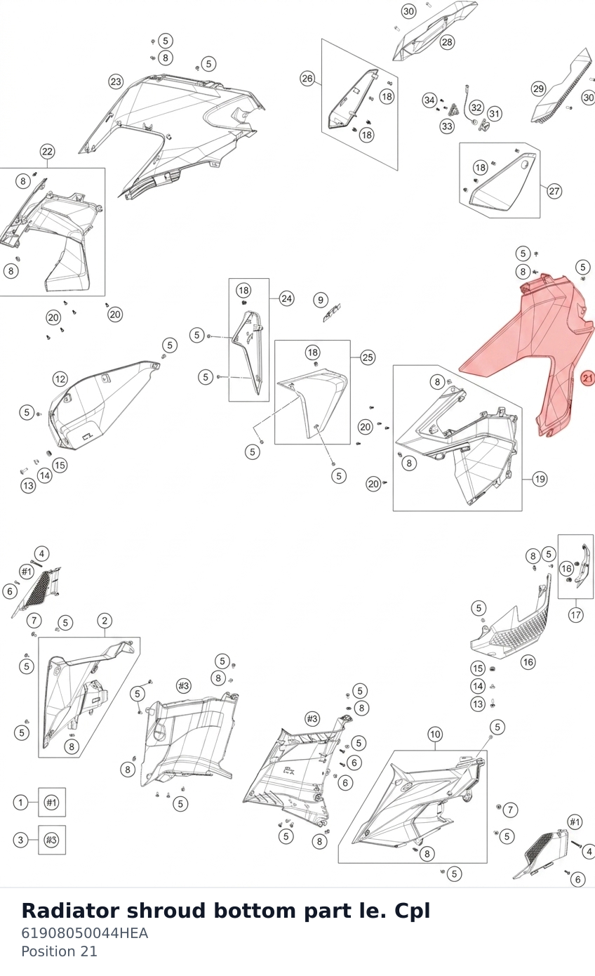 Diagram preview: Radiator shroud bottom part le. Cpl (61908050044HEA)