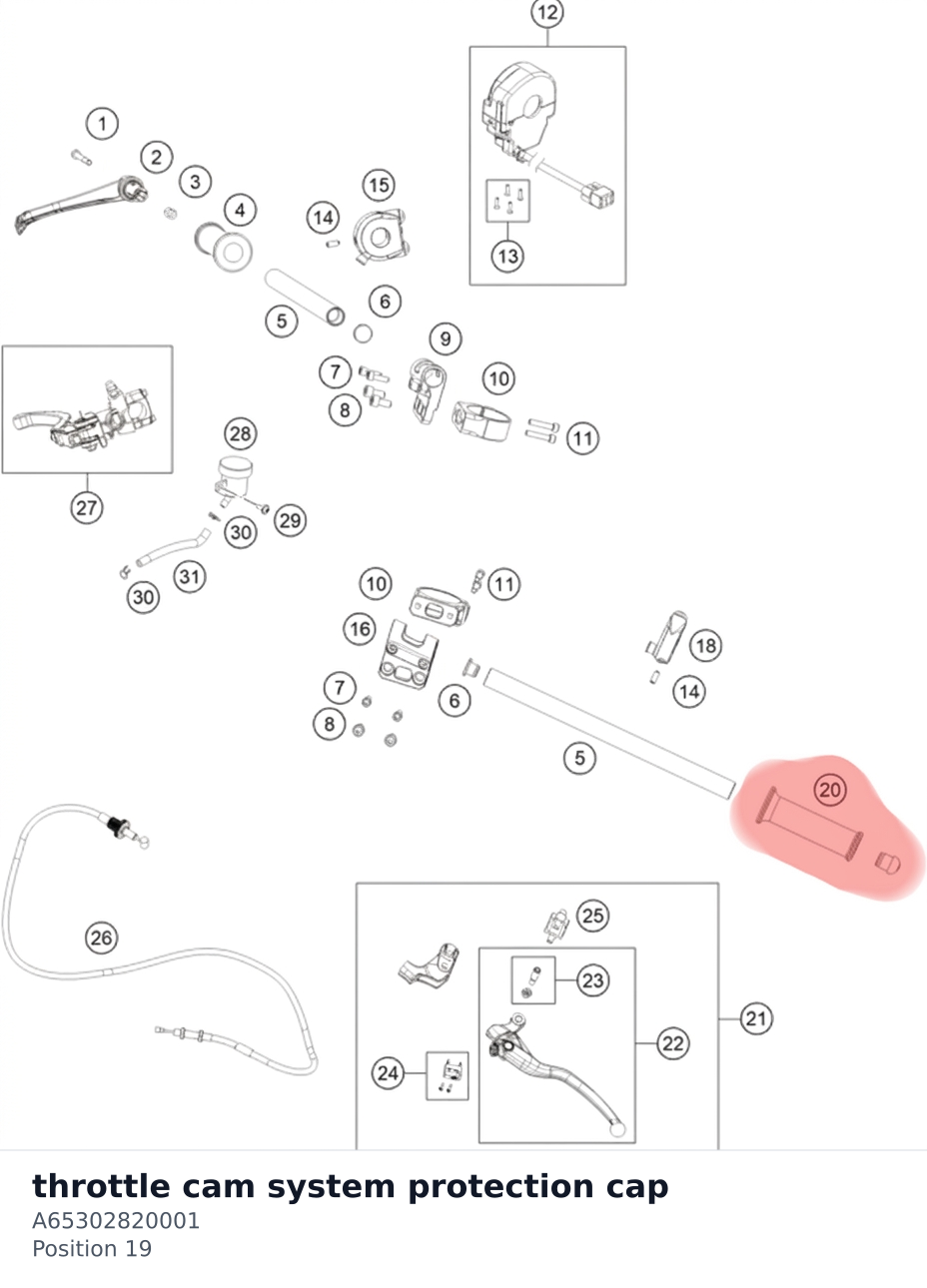 Diagram preview: throttle cam system protection cap (A65302820001)
