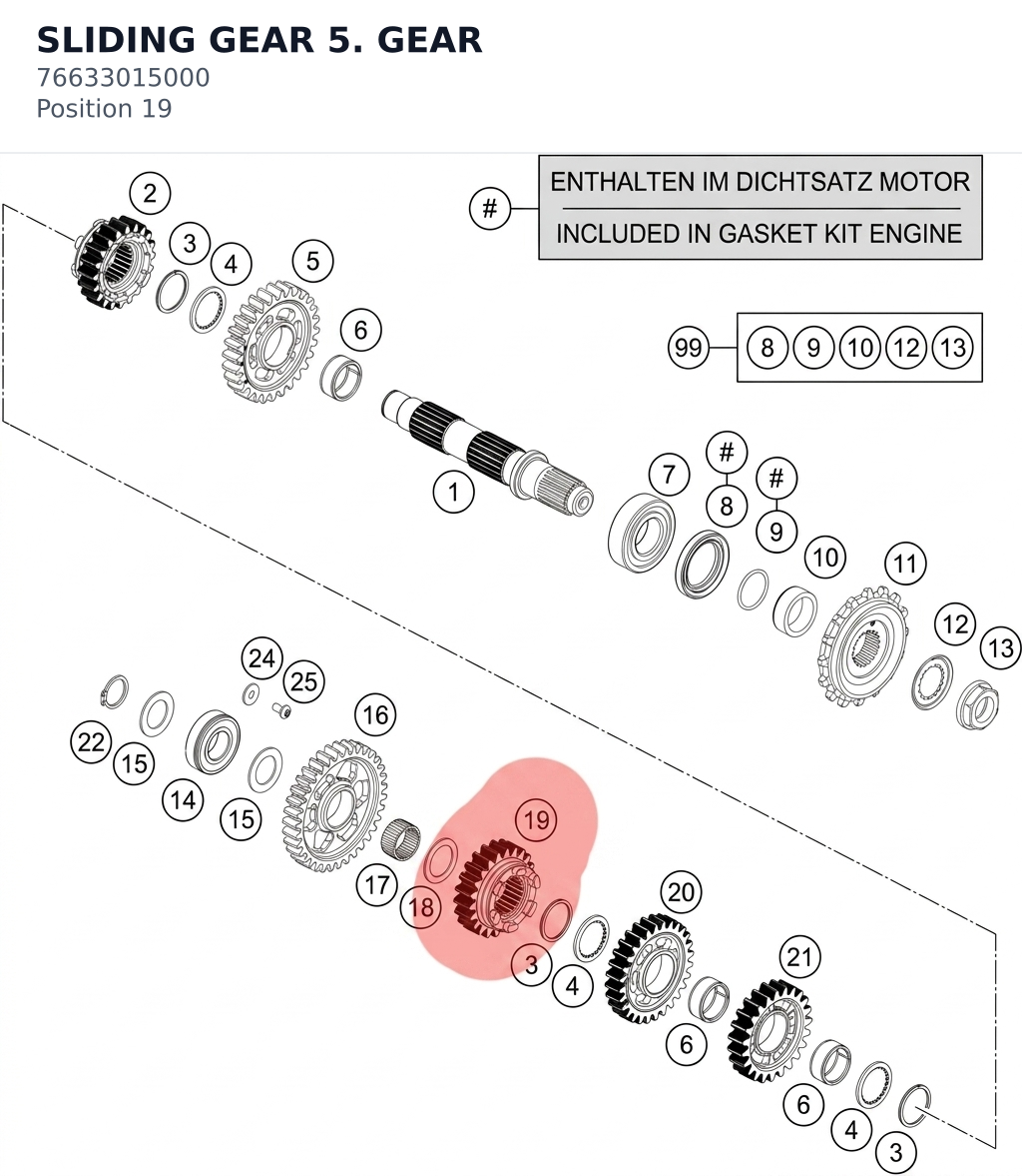 Diagram preview: SLIDING GEAR 5. GEAR (76633015000)