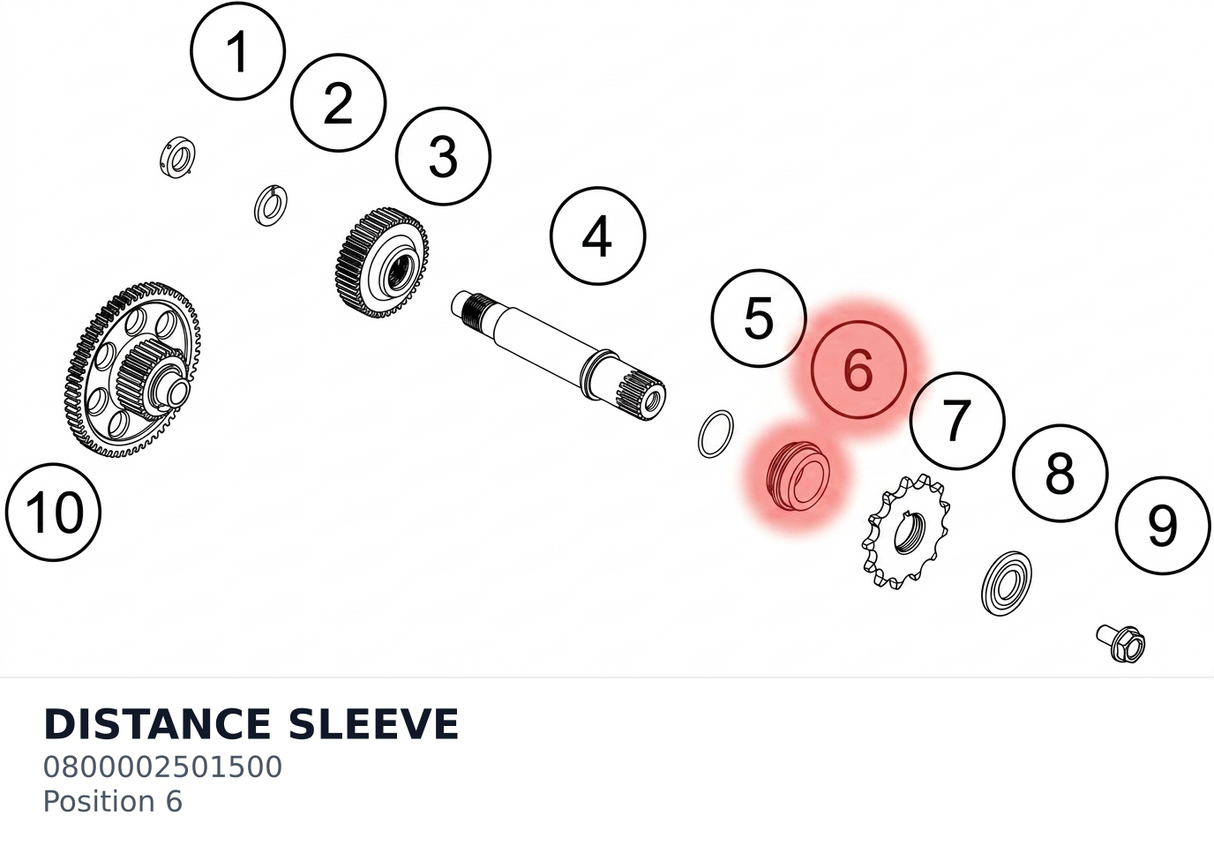 Diagram preview: DISTANCE SLEEVE (0800002501500)