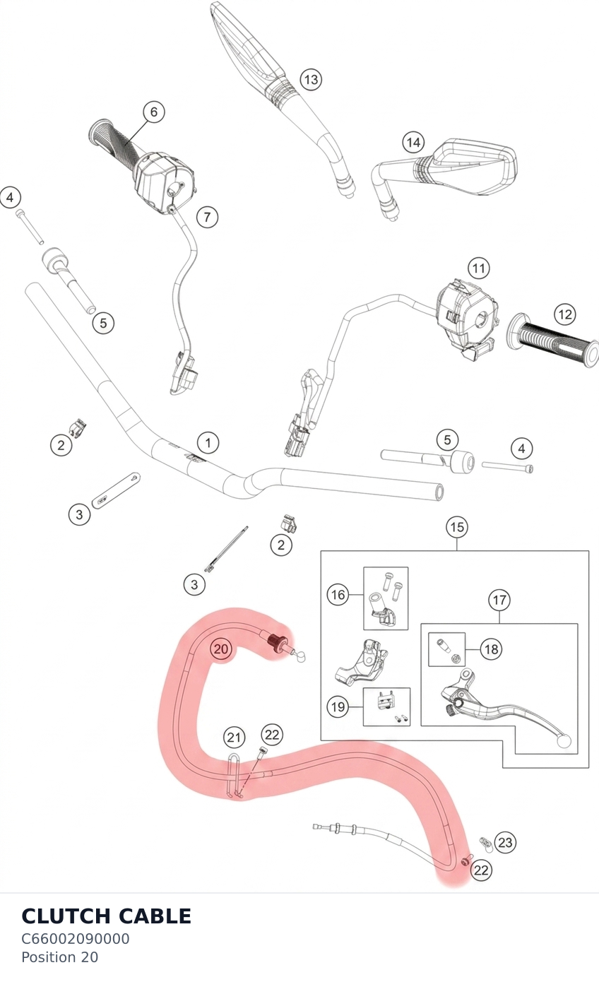 Diagram preview: CLUTCH CABLE (C66002090000)