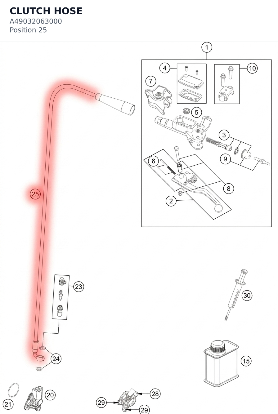Diagram preview: CLUTCH HOSE (A49032063000)