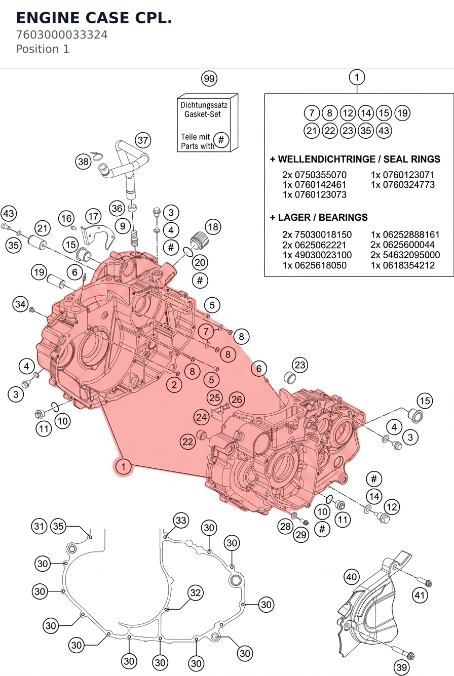 Diagram preview: ENGINE CASE CPL. (7603000033324)