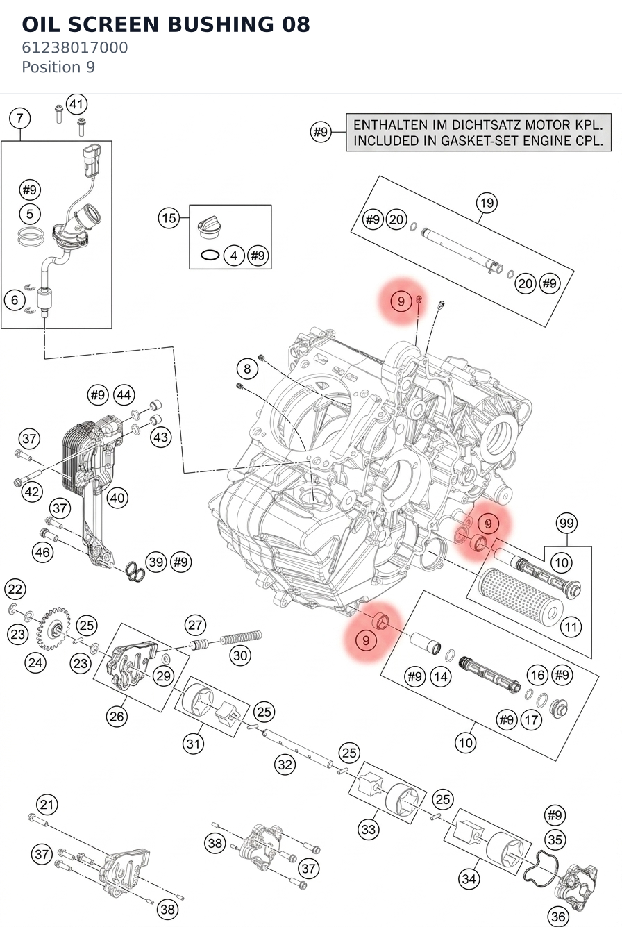 Diagram preview: OIL SCREEN BUSHING 08 (61238017000)