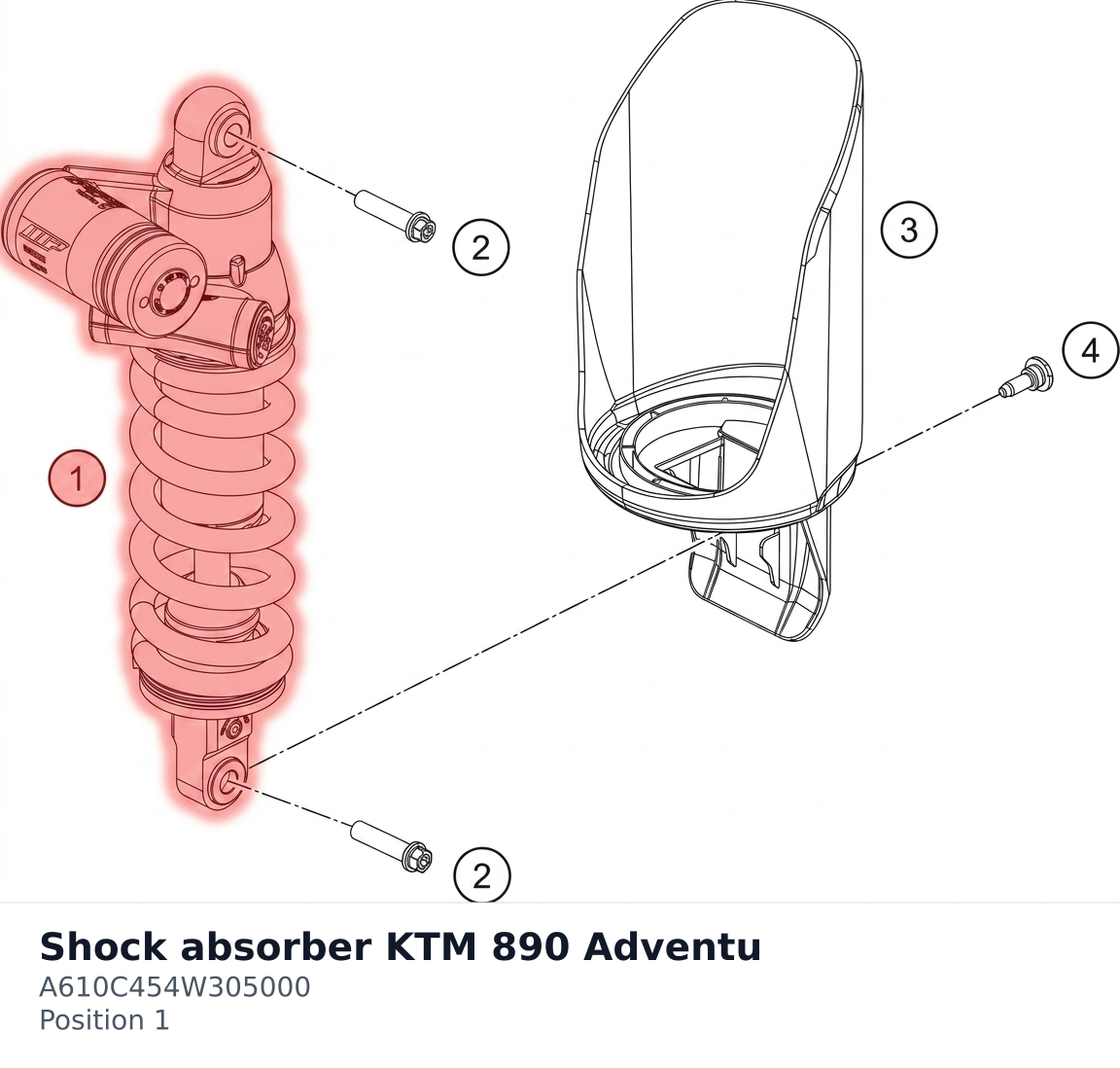 Diagram preview: Shock absorber KTM 890 Adventu (A610C454W305000)