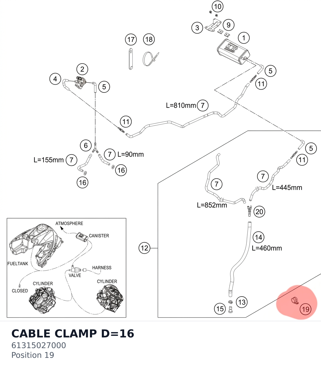 Diagram preview: CABLE CLAMP D=16 (61315027000)