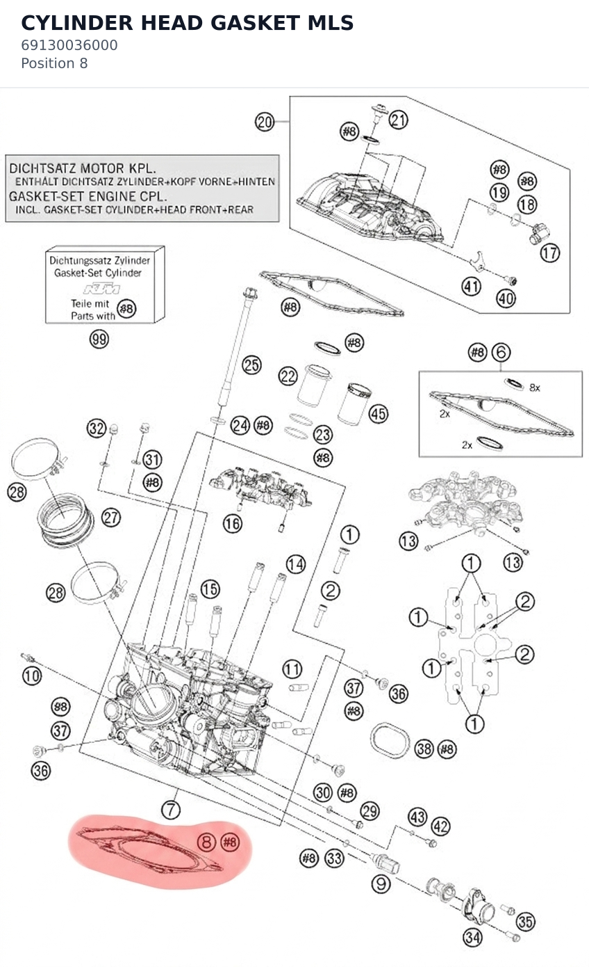 Diagram preview: CYLINDER HEAD GASKET MLS (69130036000)