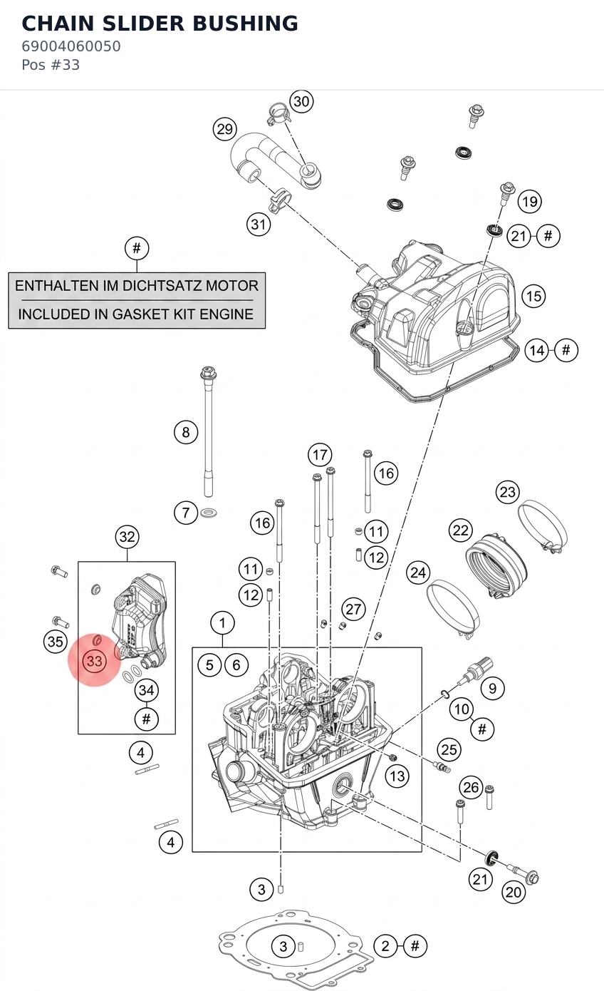 Diagram preview: CHAIN SLIDER BUSHING (69004060050)