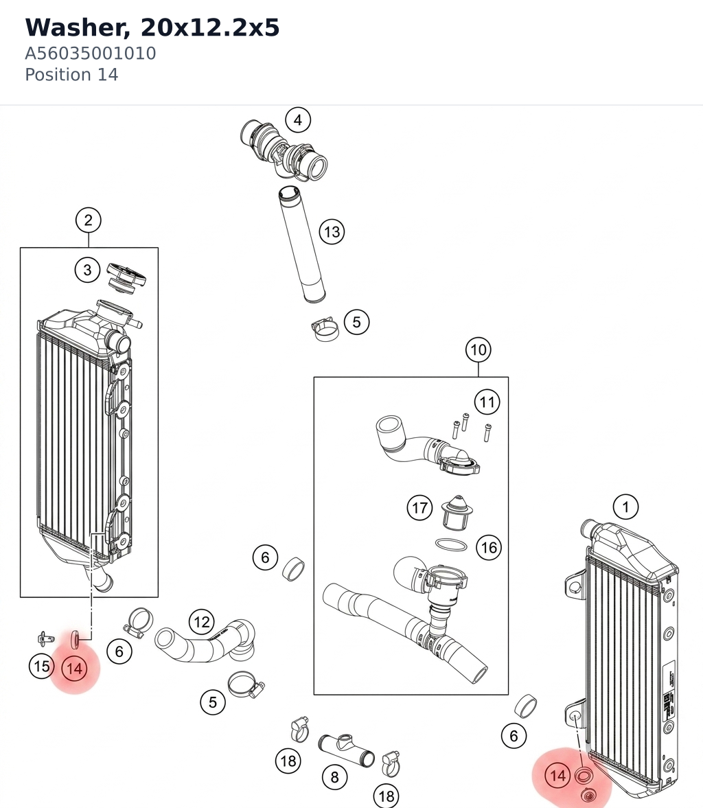 Diagram preview: Washer, 20x12.2x5 (A56035001010)