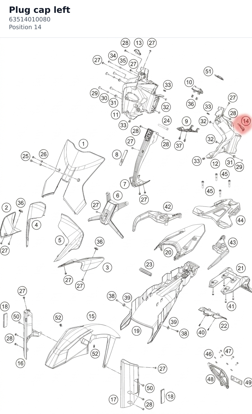 Diagram preview: Plug cap left (63514010080)