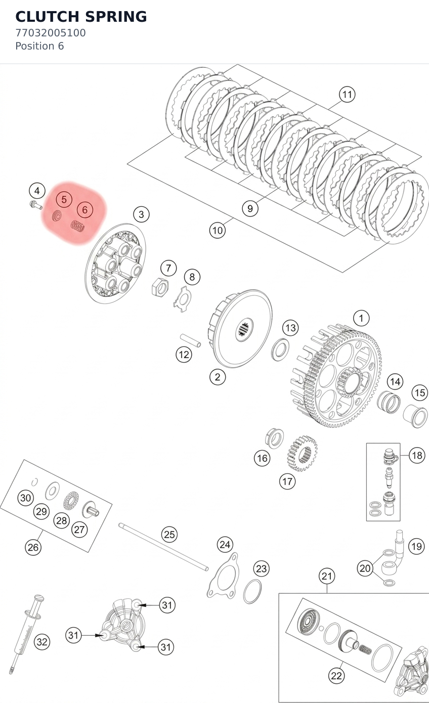 Diagram preview: CLUTCH SPRING (77032005100)