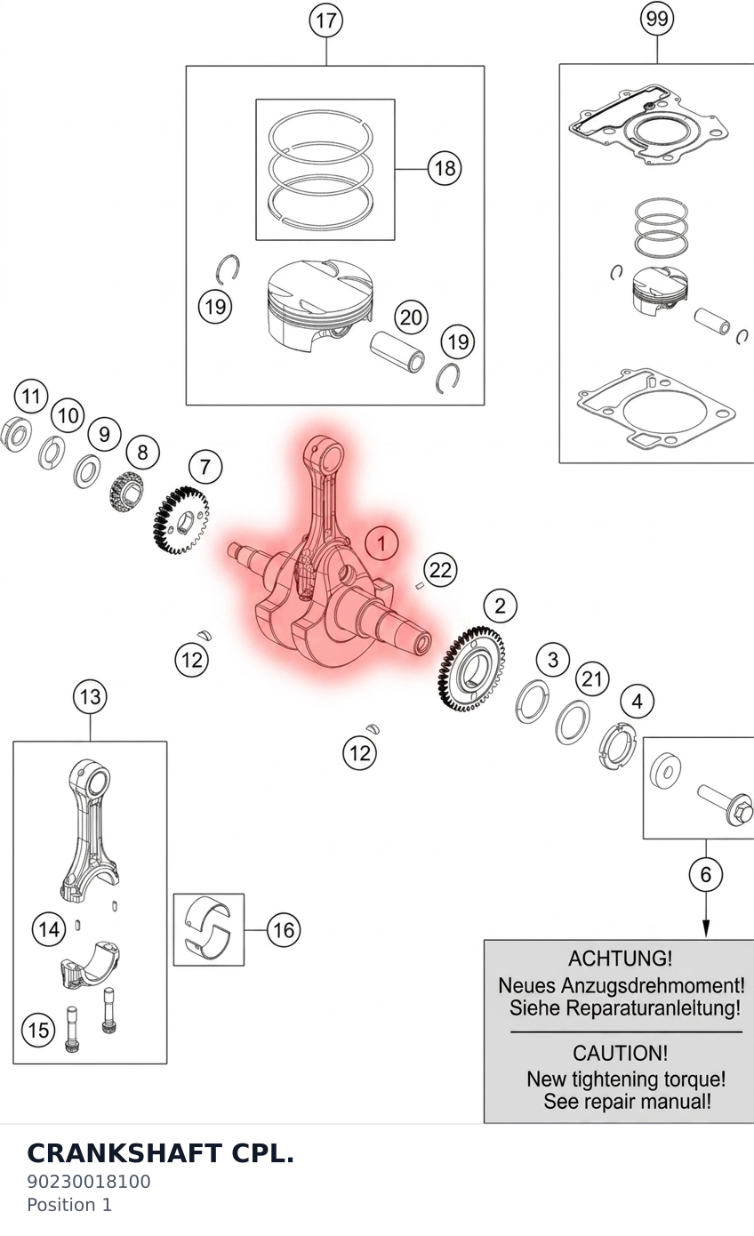 Diagram preview: CRANKSHAFT CPL. (90230018100)