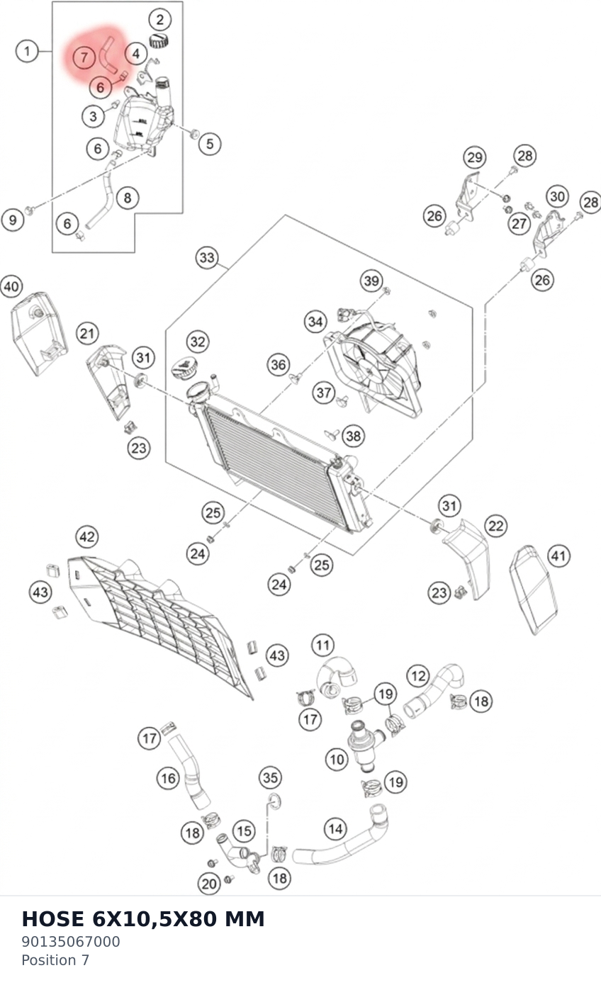 Diagram preview: HOSE 6X10,5X80 MM (90135067000)