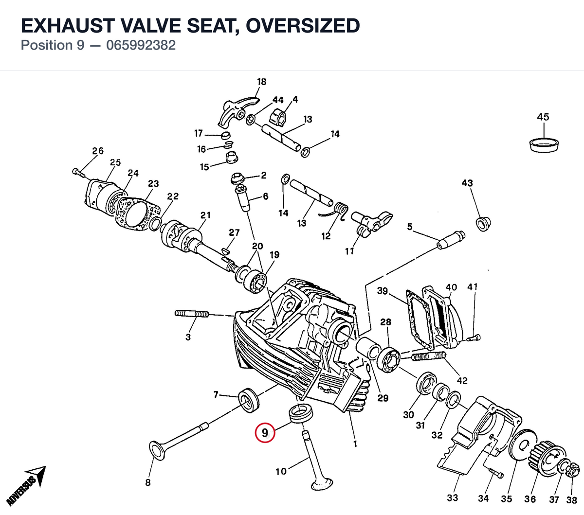 EXHAUST VALVE SEAT, OVERSIZED 065992382 diagram position